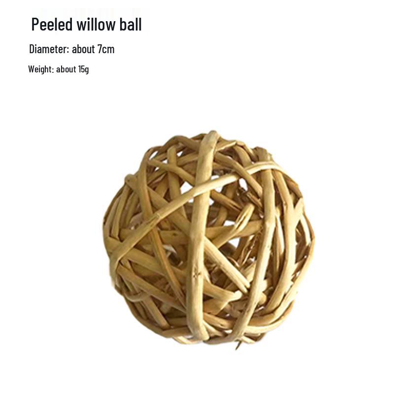 Natural Handmade Woven Rattan Teething and Chew Toy for Rabbits, Hamsters, and Chinchillas - Boredom Relief Ball