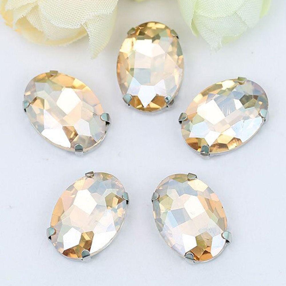 50Pcs/Pack With Silver Claw Glitter Sewing Rhinestones Sew On Diamond Beads Ornament  For Needlework