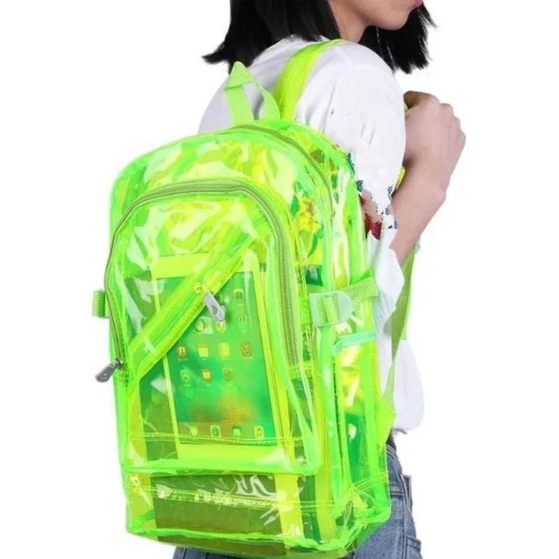 Korean Version of Women's Spring and Summer Plastic Candy Color Transparent PVC Backpack with Jelly for Both Shoulders Wholesale