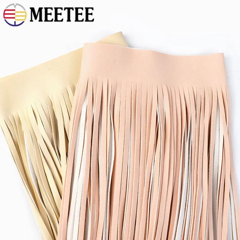 Meetee 55/70cm Extra Lange Lederquaste Fransen Kleid Jacke Dekoration Spitzenbesatz Kanten Fransen DIY Bekleidung Nähen Handwerk Zubehör