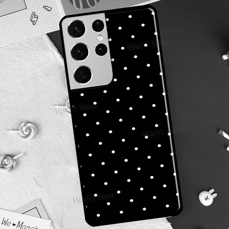 Black And White Polka Dot Case For Samsung Galaxy S21 S22 Ultra Note 20 S8 S9 S10 Note 10 Plus S20 FE Phone Cover