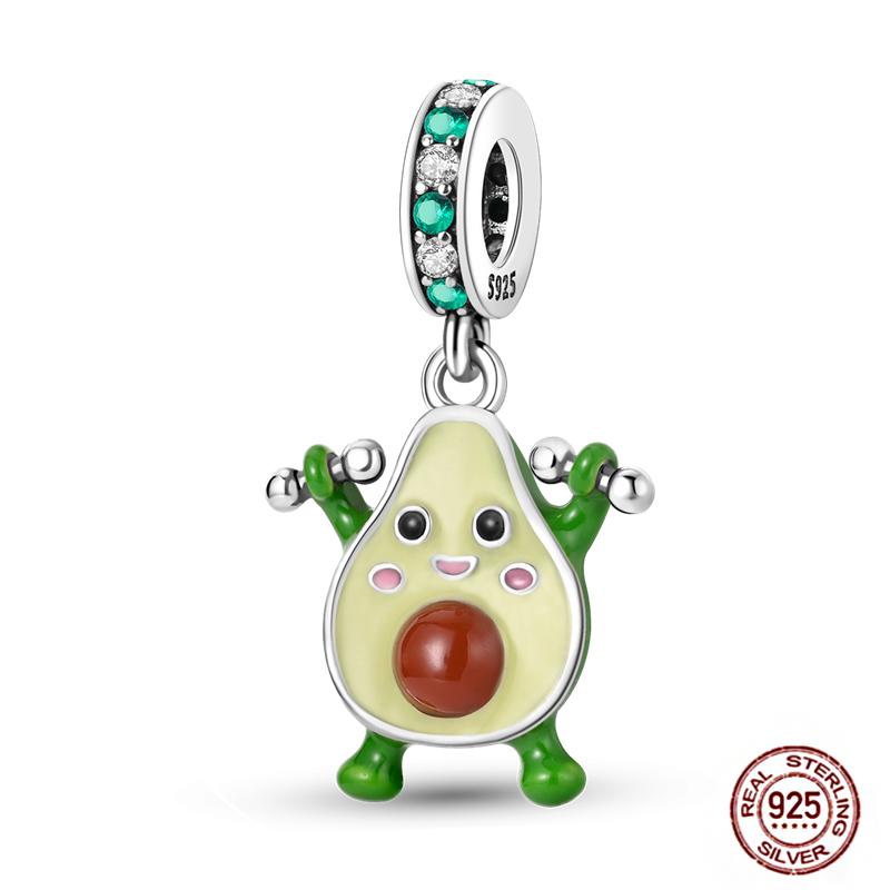 92 Styles Original Copper Green Series Cactus Avocado Clover Charms Bracelet Pendant Diy Clip Beads Women'S Jewelry