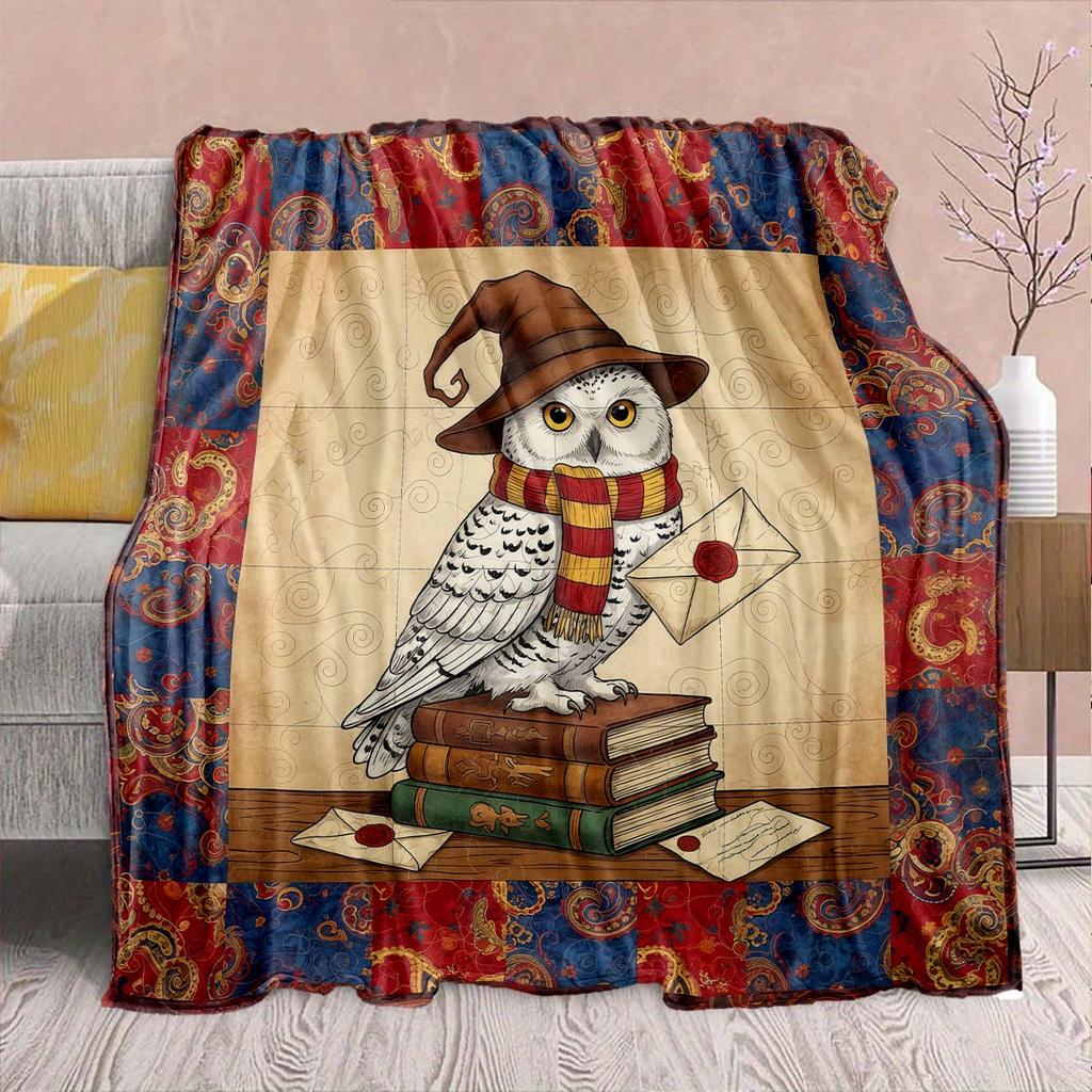 Harry Potter Magic Owl Flannel Blanket - Soft Warm Perfect for Sofa, Bedding Camping Travel Office Home Decor -QJY
