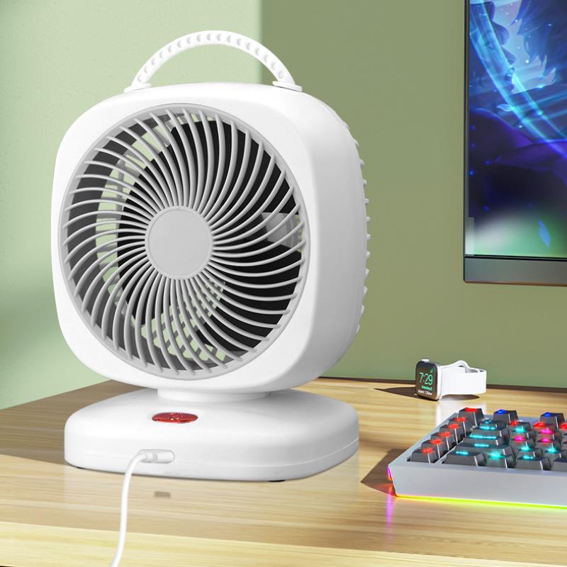 Neuer tragbarer kleiner Ventilator, doppelköpfiger, rotierender elektrischer Tischventilator, doppelschichtiger Umwälzventilator für den Haushalt