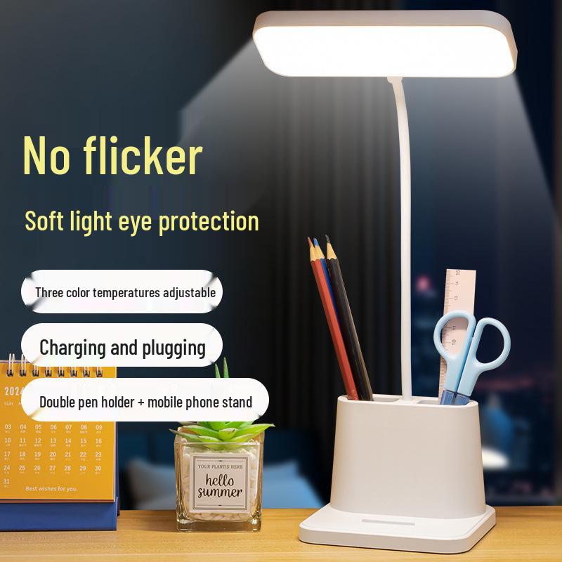 Student LED Desk Lamp with Eye Protection - Clip-on, Touch Charging, Bedside Light for Reading