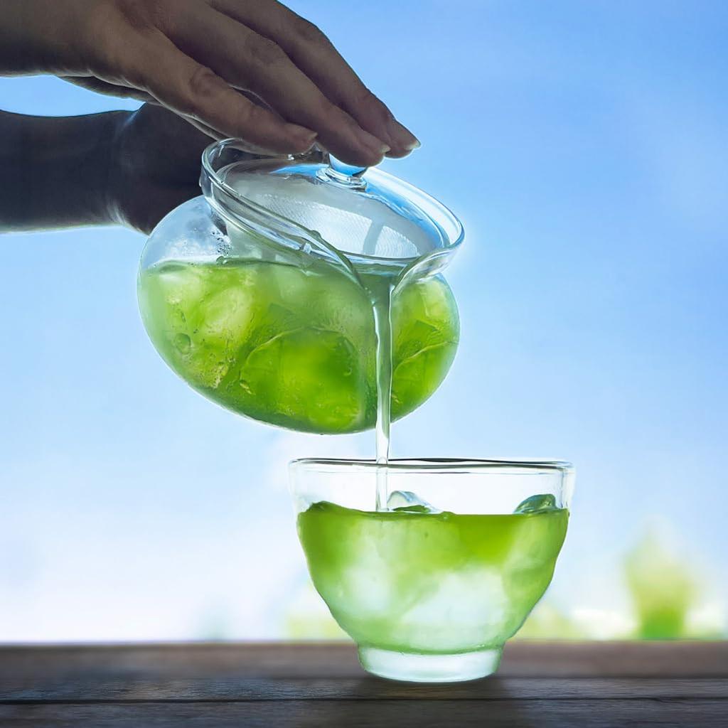 HARIO Chacha Kyusu Made of Made In Easy To Practical Capacity Microwave and Dishwasher AYAORI, Heat-resistant Glass, Japan, Clean, Transparent, 450ml,