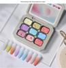 HONEYGIRL Gradient Solid Nail Polish Glue - Macaron Nine-Grid Transparent Color.