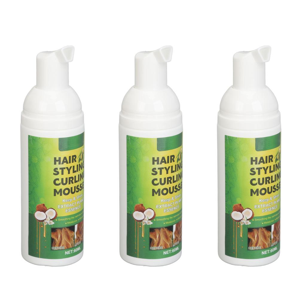 3PCS 60ml Hair Curling Mousse Frizz Control Styling Mousse Curly Hair Care Moisturizing and Nourishing Spray