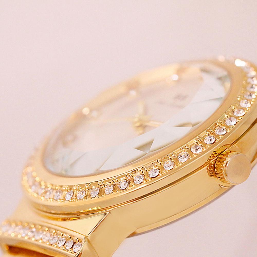 BS Bienen Schwester Gold Strass Damen Uhr Berühmte Luxus Top Marke Edelstahl Wasserdicht Damen Kristall Quarz Armbanduhr