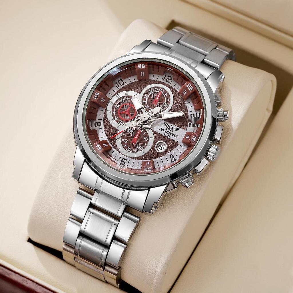 Cross-Border Quartz Steel Men's Watch with Calendar and Versatile Dial