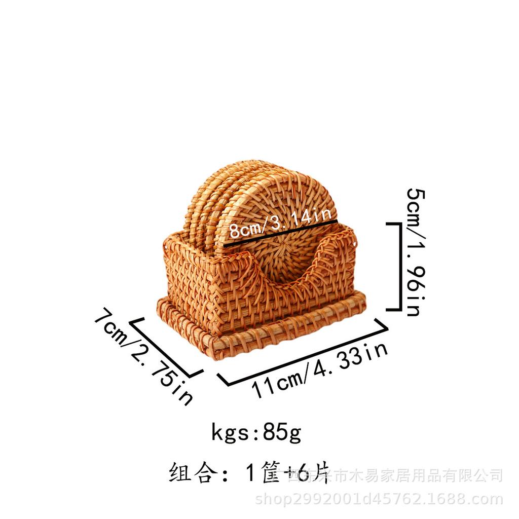 Autumn Rattan Woven Coaster Tea Set Accessories Thermal Insulation Mat Bowl Mat Dining Table Mat