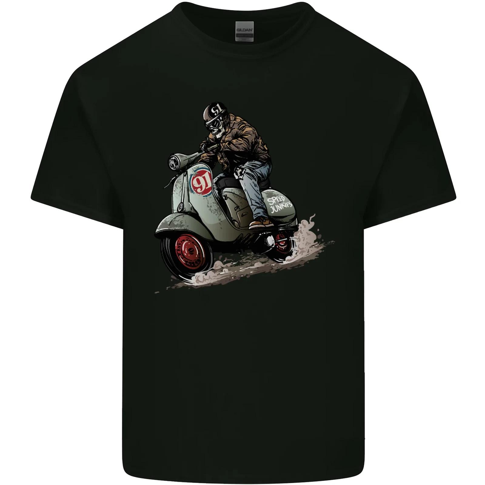Scooter Skull MOD Moped Motorcycle Biker Kids T-Shirt Childrens M