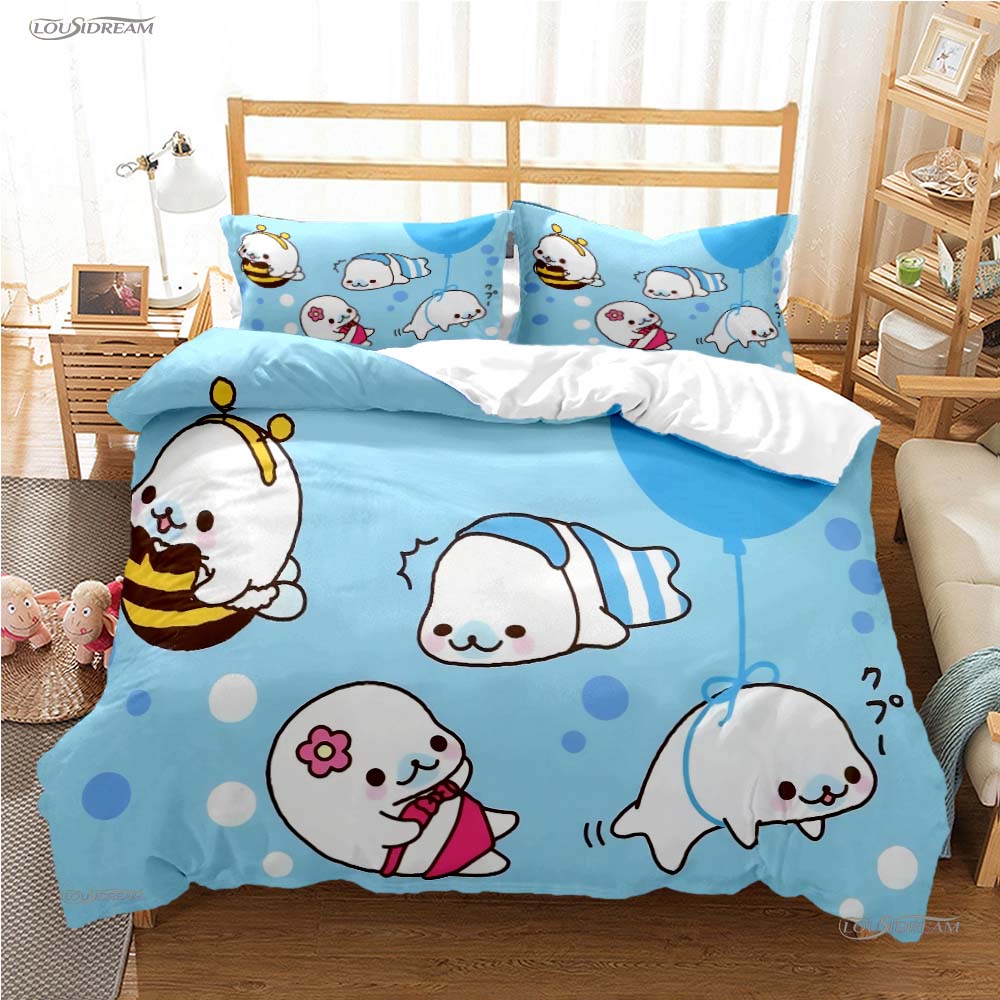 Cute Cartoon M-MAMEGOMA All Season Duvet Cover Kawaii Bedding Set Soft Quilt Cover and Pillowcases Teen Single/Double/Queen/King