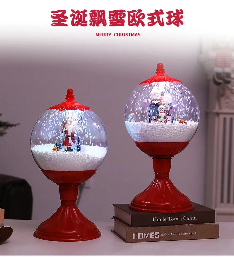 DurableChristmas Crystal Ball Drifting Snow Old Man Wind Lamp Glowing Snow Music Lamp Ornament Christmas Gift Window Decoration