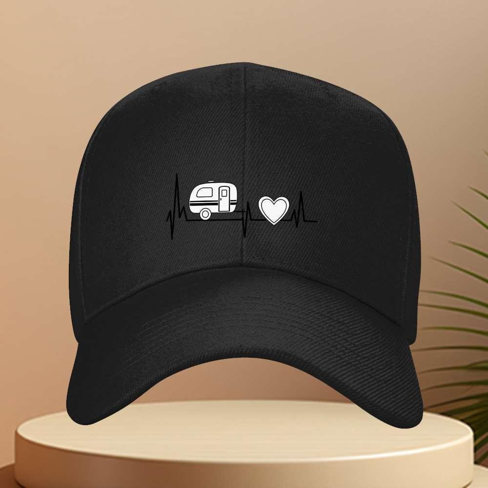 RV Heartbeat Love Camping Baseball Cap Unisex Adjustable Outdoor Sports Hat