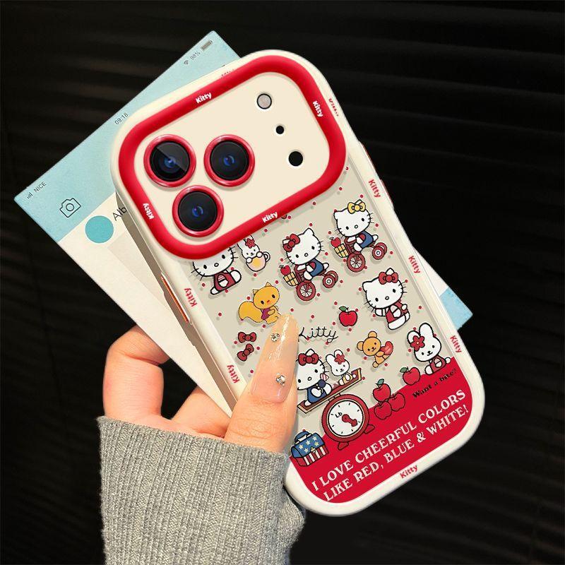 Applicable To Apple 17Pro Mobile Phone Case All-inclusive Anti-drop Iphone17 High-end Mobile Phone Case Hello Kitty Riding a Bicycle