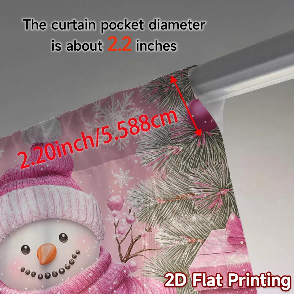 2pcs  Curtains Cute Snowman Pink Christmas Gifts Fashionable Chic Curtains Versatile Fabric Curtains Home Decor Perfect for
