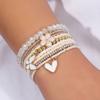 Fashion Heart-shaped Butterfly Flower Pendant Bracelet Bohemian Seed Bead Stacked Bracelet Women's Summer Beach Party Zircon