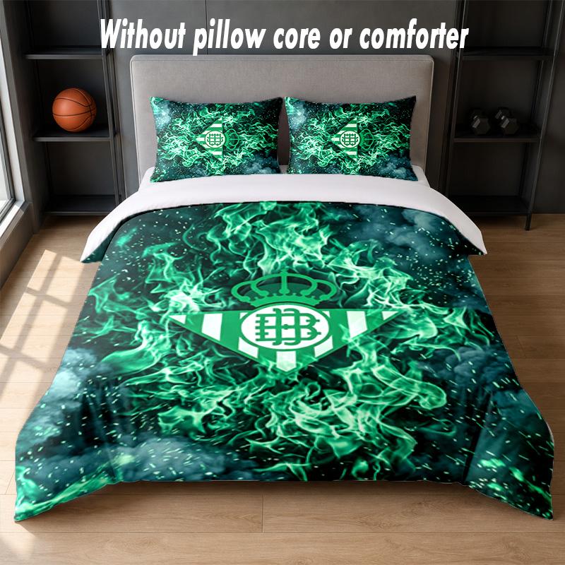 Real Betis Football Design Bed Bedding Set 1 Duvet Cover + 2 Pillowcases Soft Breathable Household Bed Linens