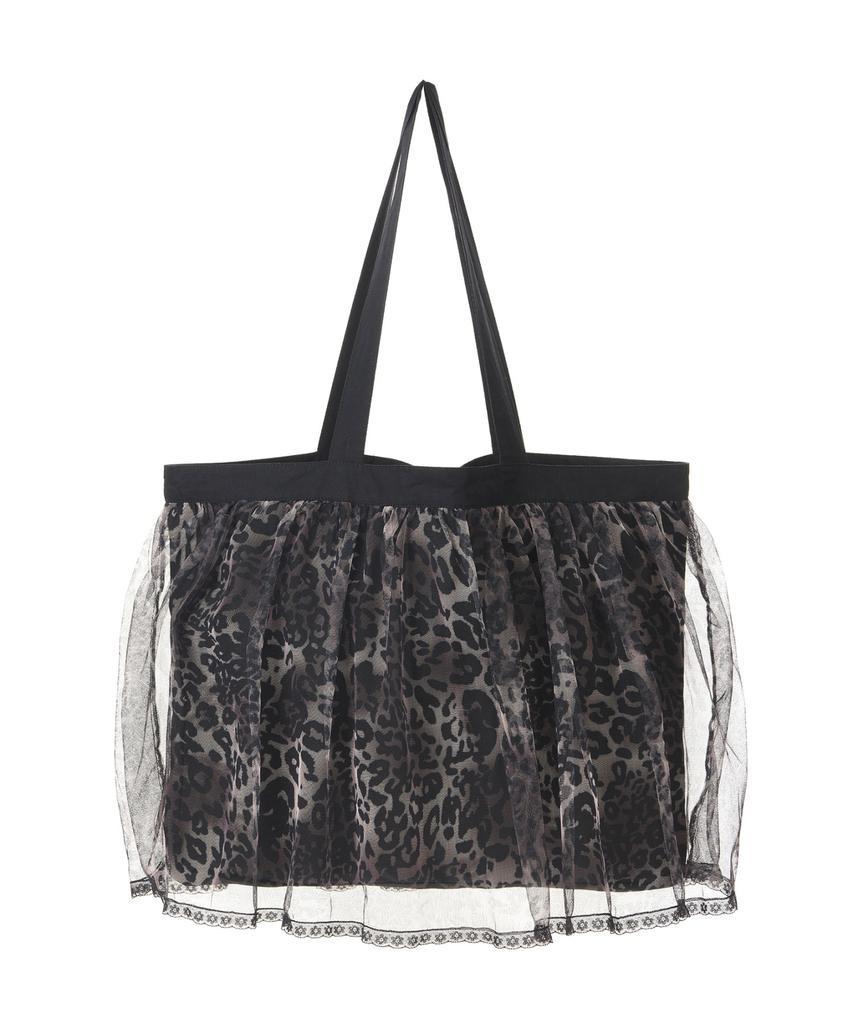 Nick&Nicole Leopard Tule Layer Tote Bag_Black