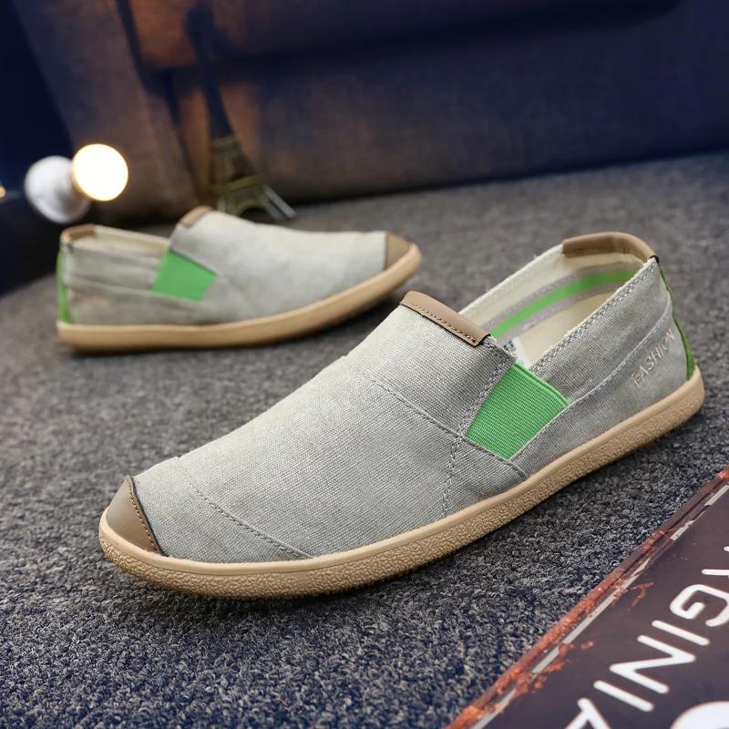 New Breathable and Comfortable One Step Fashion Men's Canvas Anti Slip LightweightDriving Shoes Sneakers Men