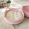 Cat Bed Basket Cotton Rope Woven Pet Bed for Indoor Cats Scratchable Round Pet Sleeping Basket for Cats Puppies Rabbits