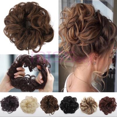 Synthetic Bun Extensions Curly Messy Bun Hair Scrunchies Elegant Chignons for Women and Girls