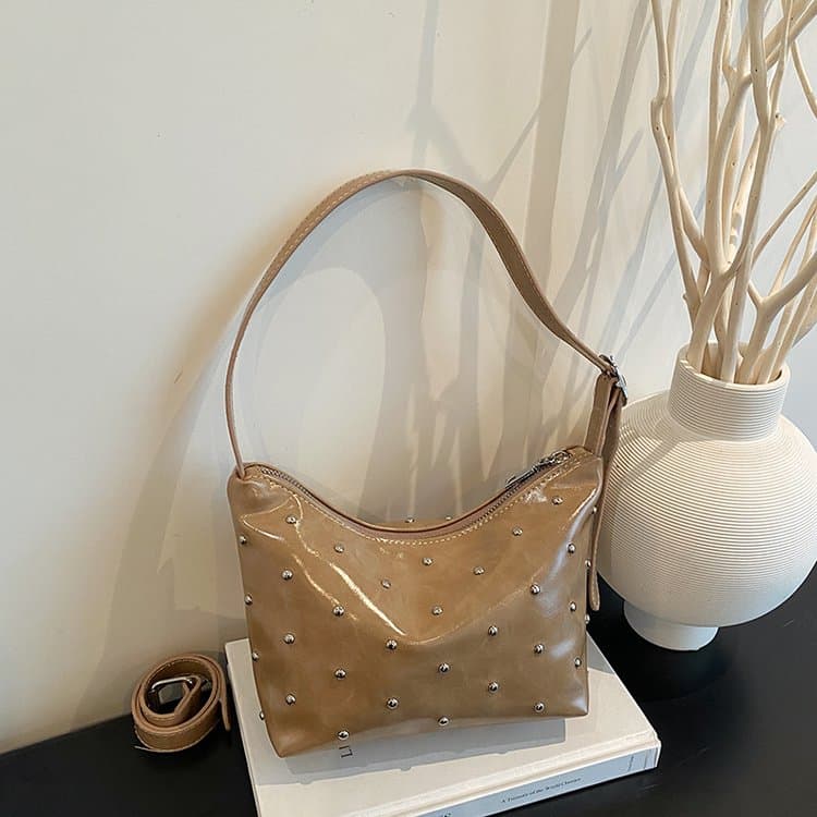 Patent Leather Rivet Underarm Bag One Shoulder Crossbody Women's Bag