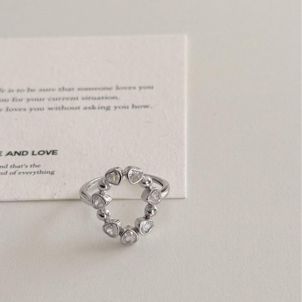 S925 Sterlingsilber Zirkonia Herzring für Damen - 2025 Minimalistisches Offenes Design