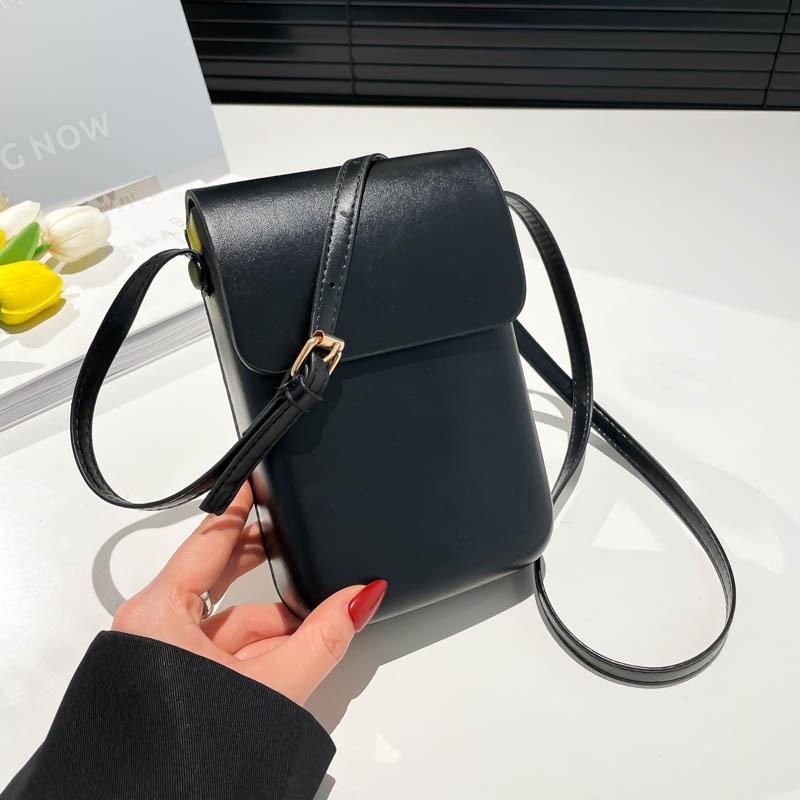 

Ретро простой вертикальный летний мягкий кожаный чехол для мобильного телефона женский мини прогулочный новый маслянистый кожаный универсальный текстурный мессенджер чёрный