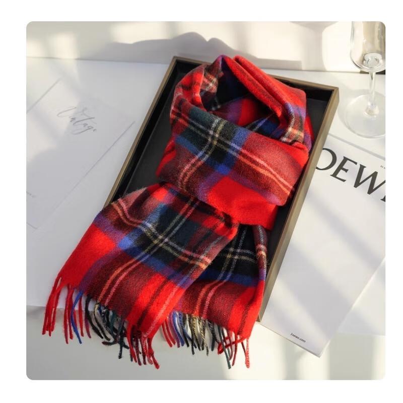 HANDUNYOU Australian Wool Plaid Scarf
