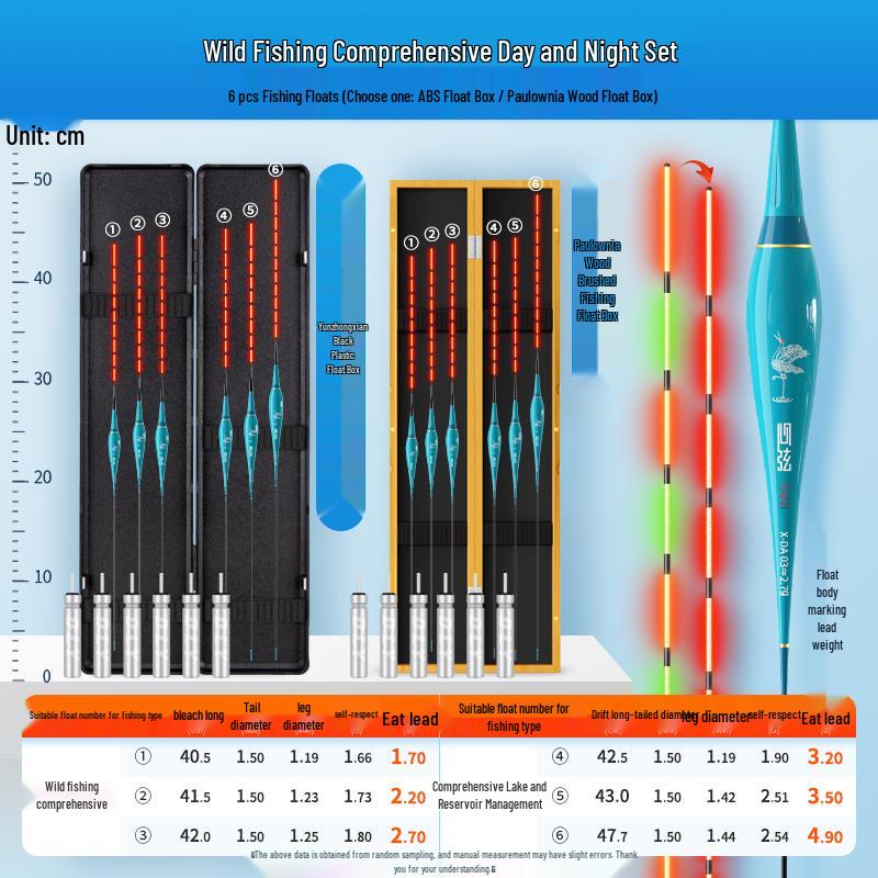 High-Sensitivity Nano Fishing Float Set with Box - Eye-Catching Thickened Crucian Carp Floats