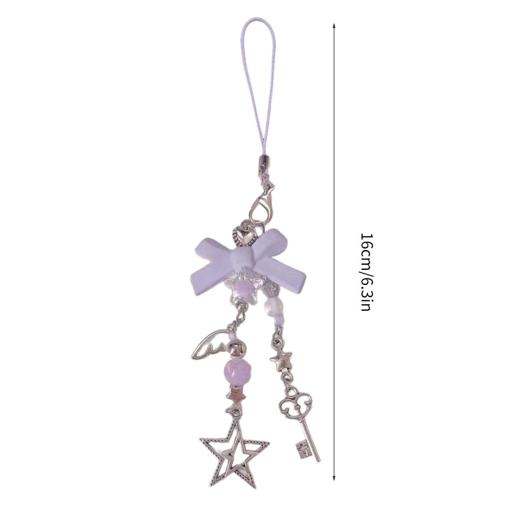 Moda Laço Borboleta Pingente Cordões para Celular Lanyard Chaveiro de Bolso Alça Amuleto Mochila Decoração Chave de Carro Corrente