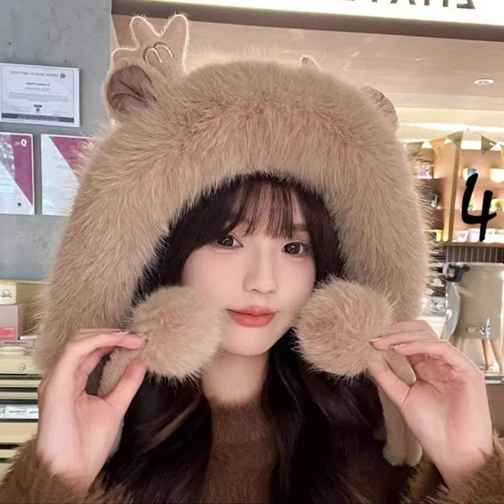 Warm Winter Hat Kawaii Ear Protection Cap Fashion Bucket Hat  for Women