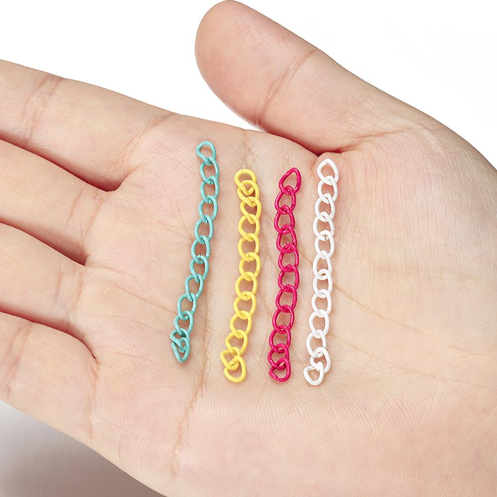 30pcs 4.5cm Colourful Necklace Extension Chain Bulk Bracelet Extended Chains Tail Extender For DIY Jewelry Making Supplies