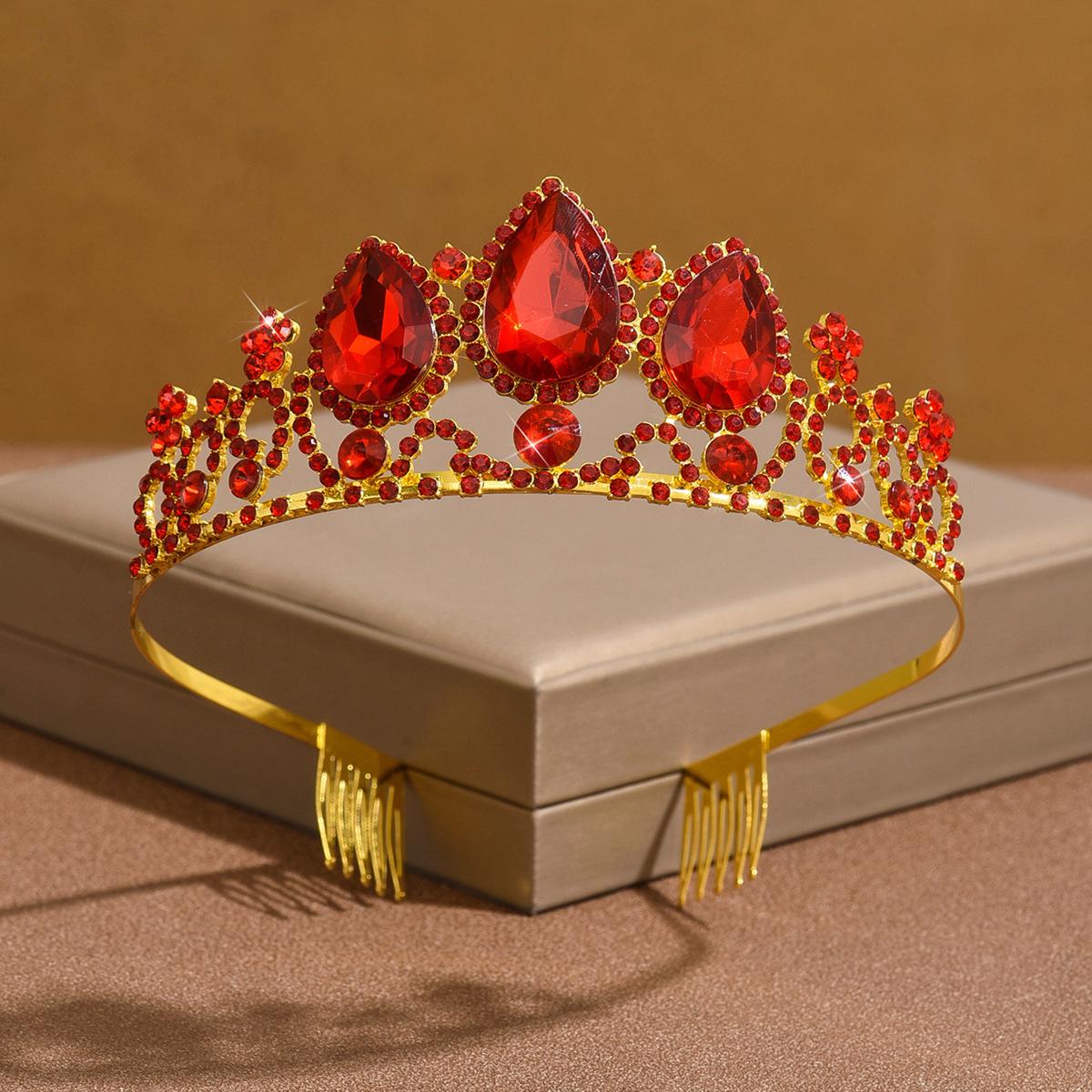 Bridal Tiara Crown Three-Piece Wedding Necklace Earrings Jewelry Set Wedding Accessories Women