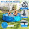 10' Round Above Ground Pool Set with Metal Frame and PVC Fabric Blue 1158 Gal Includes 3 Stoppers and Drainage Valve Connector