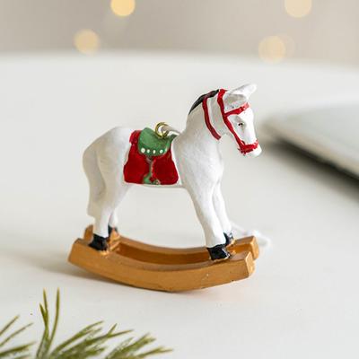 Retro Christmas Pendant Cute Colored 3D Cartoon Rocking Horse Resin Hanging Ornament for Christmas Tree Merry Christmas Home Holiday Decoration