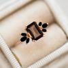Emerald Cut Smoky Quartz & Black Onyx Ring – Yellow Gold Plated Cluster Statement Ring, Engagement Wedding Jewellery Gift for Women