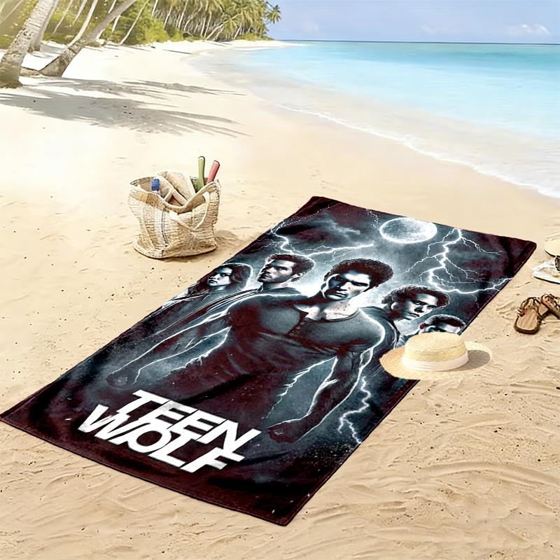 Teen Wolf Aufdruck Strandtuch, Großes Weiches Schnelltrocknendes Handtuch für Strand Camping Schwimmen