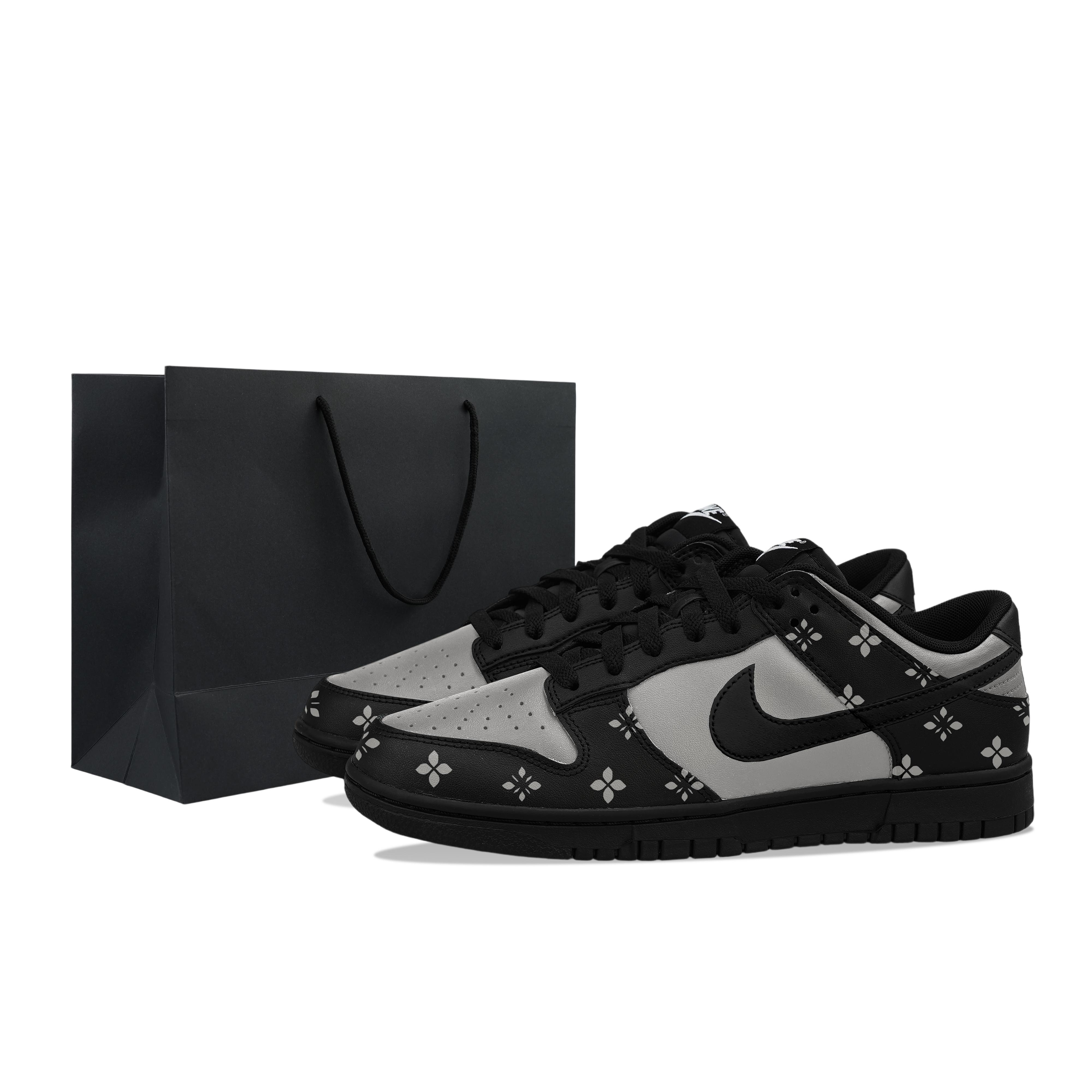 

Nike Dunk Low Leather Low top Casual Skate Shoes Men s Black Gray IO7606-010(Team1423-) 43