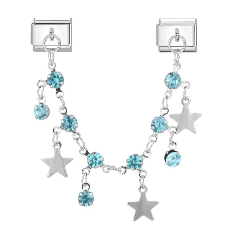 Star Butterfly Heart Zircon Round Pearls Tassel Chain Italian Charm Links Fit 9mm Bracelet Stainless Steel Women DIY Making Gift