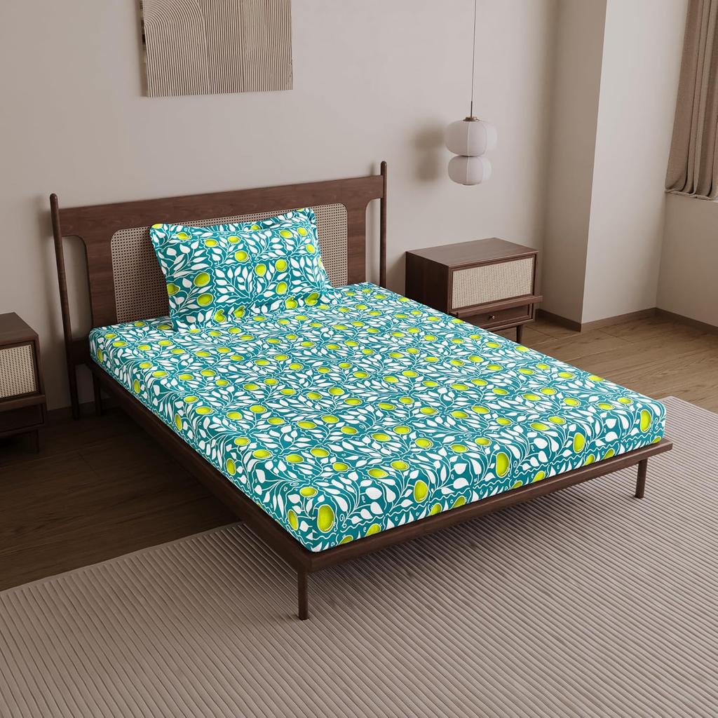 Cotton Double Bedsheet with 2 Pillow Covers | Soft Breathable Wrinkle Free Bedsheet for Double Bed | Printed Bed Sheet Set for Bedroom