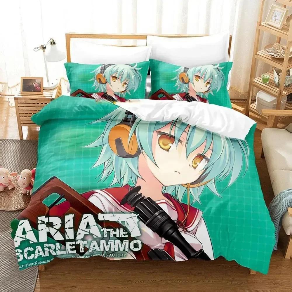 3d Anime Game Aria the Scarlet Ammo Bedding Set Printed With Pillowcase Bed Duvet Cover Soft Single Double Queen Super King Size