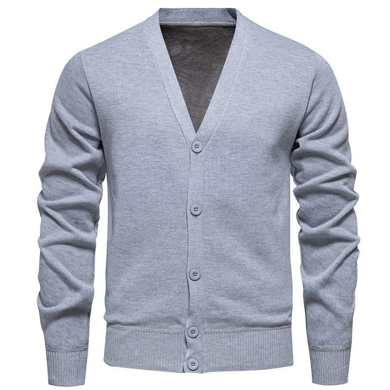 Men’s Solid V-Neck Fleece Lined Knit Sweater