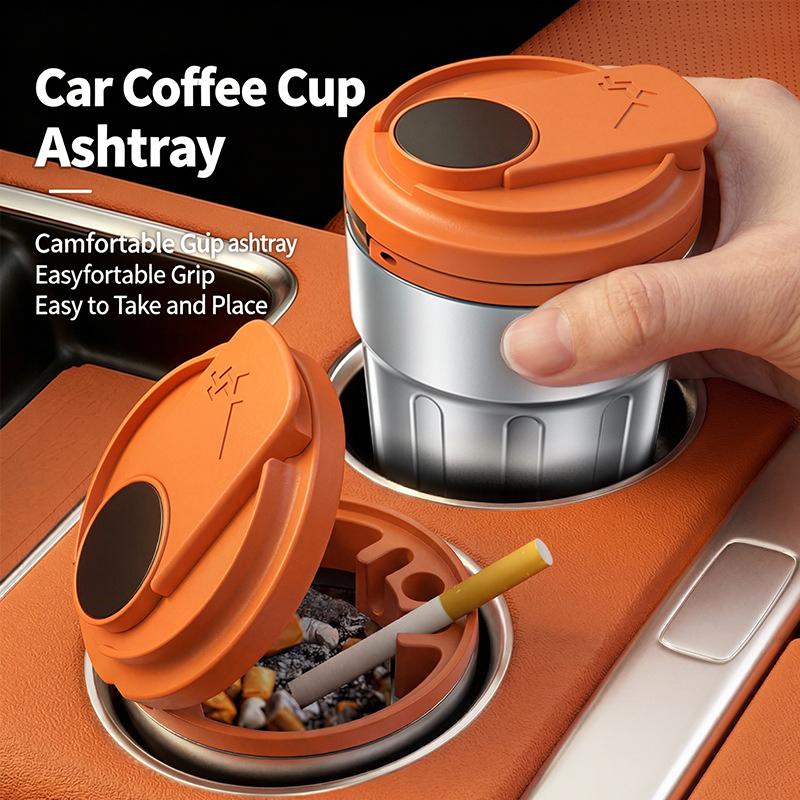 1Pcs Cigarette Ashtray Cup Storage Garbage Container Portable Car Ashtray With Lid LED Light Car Interior Auto Decor Accessories
