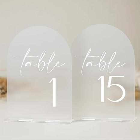Arch Acrylic Wedding Table Number Card with Stand Mirrored Table Number Holder for Wedding Reception,Party,Anniversaries,Event