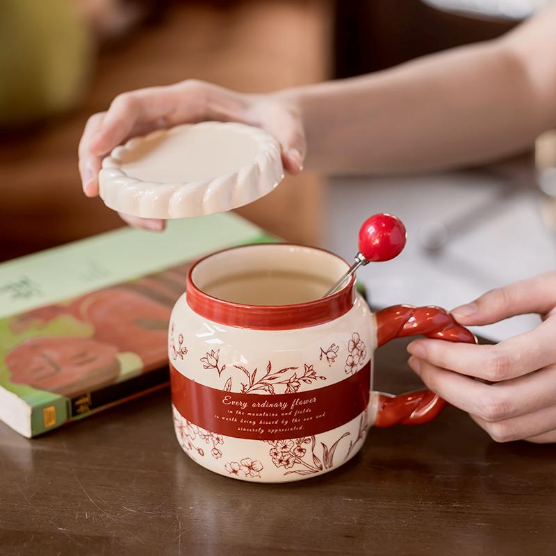 Vintage Ceramic Mugs Niche Design Coffee Mugs Home Couples Cup for Women Birthday Gift