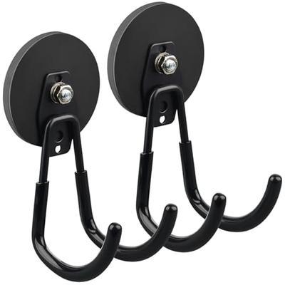 MUTUACTOR Heavy-Duty Magnetic Hooks, 2-Pack, Extra Large, Black, for Hanging Power Tools, Tool Chests, Impact Drills, and Battery-Operated Power Tools
