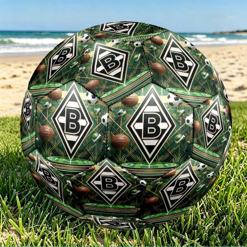 Borussia Monchengladbach Print Size 5 Soccer Ball, PU Wear Resistant Football for Match Training and Daily Practice, Birthday Gift for Soccer Fans